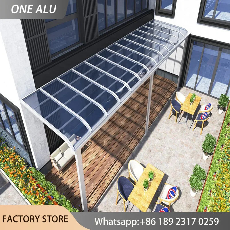 Outdoor Polycarbonate Door Awning Window Canopy Porch Rain Shield UV Protection Patio Cover Aluminum Frame Modern Front Door