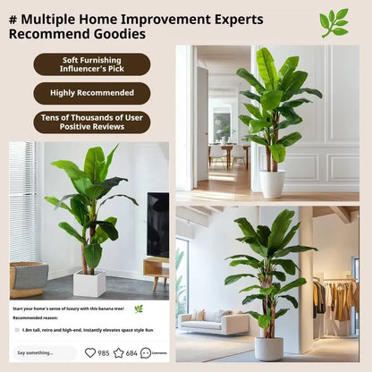 Tropical Style Artificial Banana Palm Tree Faux Plastic Plants for Outdoor Housewarming Decor Home Indoor Decoration