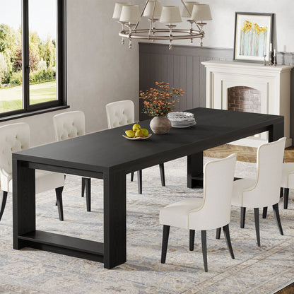 Tribesigns 86.61-Inch Dining Table for 6-8 People, Modern Narrow Long Kitchen Table with Pedestal Base