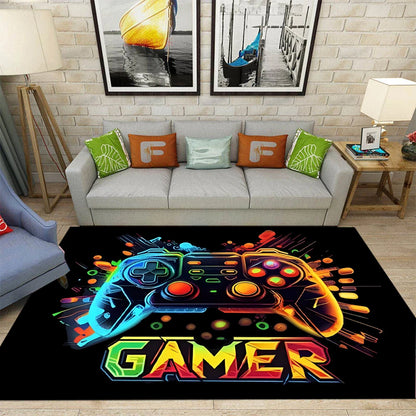 Gaming Rug for Boy Room Gamer Rug with Game Controller Carpet for Game Room Esports Room and Boys' Game-Themed Bedroom Floor Mat