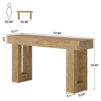 Tribesigns Farmhouse Console Table, 63-Inch Long Narrow Sofa Table Behind The Couch, Wooden Rectangular Entryway Table for Entrance, Hallway, Living Room