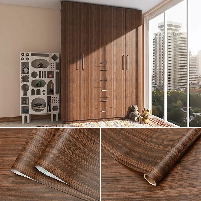 Wood Pattern DIY Self Adhesvie Waterproof Wallpaper Vinyl Wall Stickers Film for Furniture Renovation Stickers Home Stick Decors