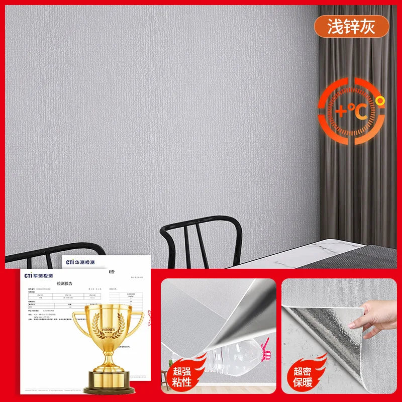 Linen Anti Mold Wallpaper for New Home Insulation Waterproof and Anti-collision Background Wall Self-adhesive Wall Stickers