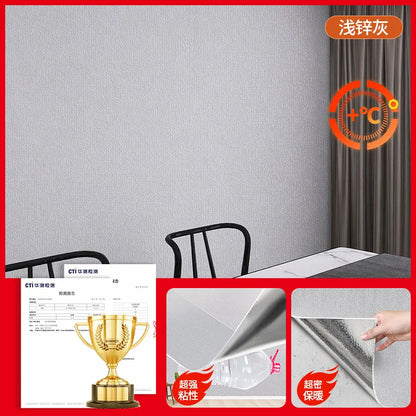 Linen Anti Mold Wallpaper for New Home Insulation Waterproof and Anti-collision Background Wall Self-adhesive Wall Stickers