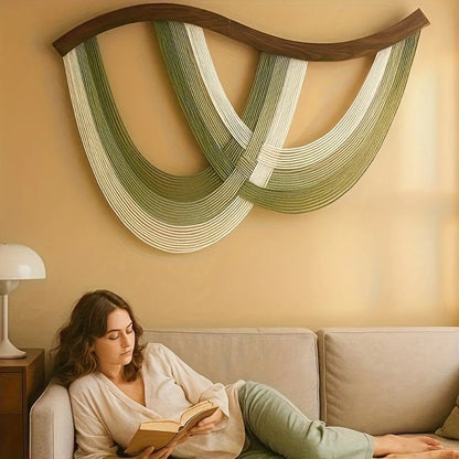 Creative Wooden Bohemian Wall Decor Retro Aesthetic Wall Art Tassel Tapestry Yarn Woven Wall Hanging Pendant Dorm Room