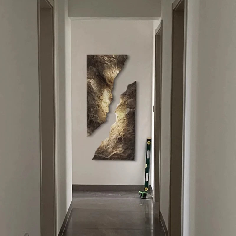 Living Room Decoration Painting Lamp Modern Luxury LED Rock Shape RC Wall Light Indoor Corridor Background Wall Mural Lights