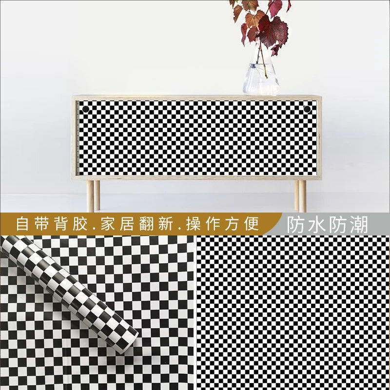 45CM self-adhesive wallpaper DIY grid background wall self-adhesive retro style home decor bedroom living room background wall