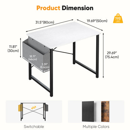 JHK 31IN to 55IN Computer Office Desk Writing Study Office Gaming Table with Storage Bag Metal Frame Wood Tabletop Easy Assembly