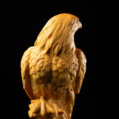 Yellow Poplar Wood Carving Eagle Ornaments Big Show Grand Plan Hand Piece Opening Home Decoration Housewarming Gift