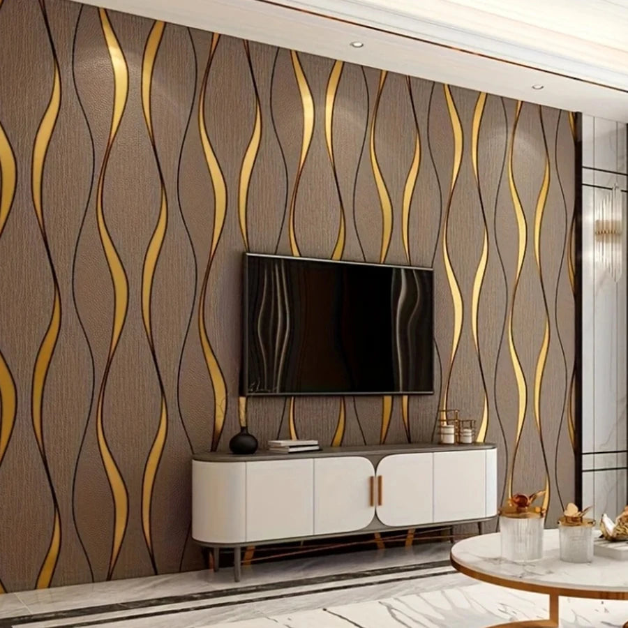 1 Roll Modern 3D Wallpaper Water Ripple Non-Woven Wallpaper Home Decor Tv Background Wallpaper Wall Sticker Living Room Home Decor