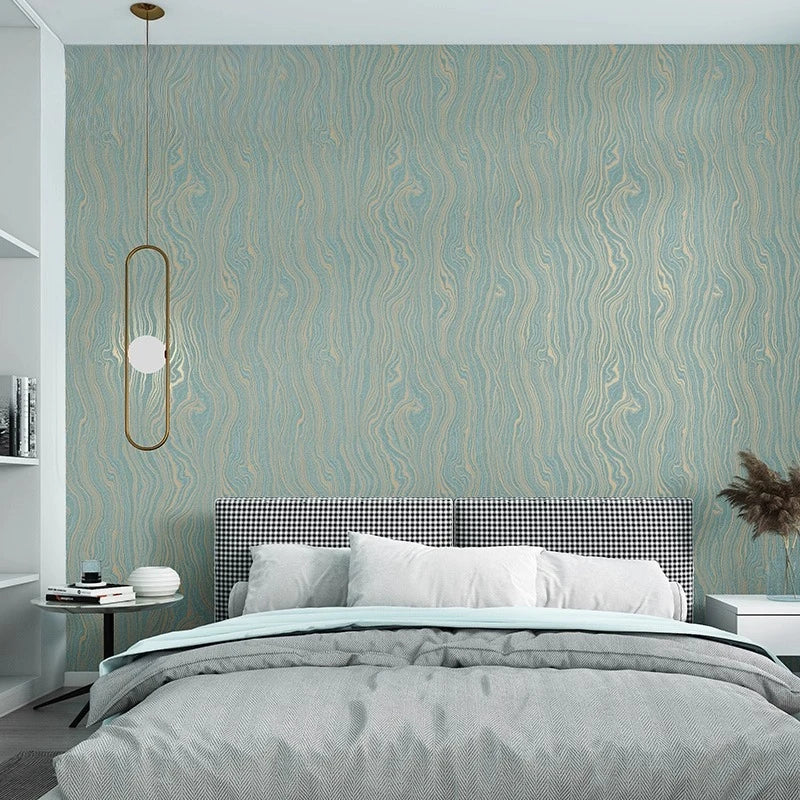 Nordic Light Green Gilded Water Ripple Wallpaper High-End Feel Living Room Bedroom TV Background Wall Wallpaper
