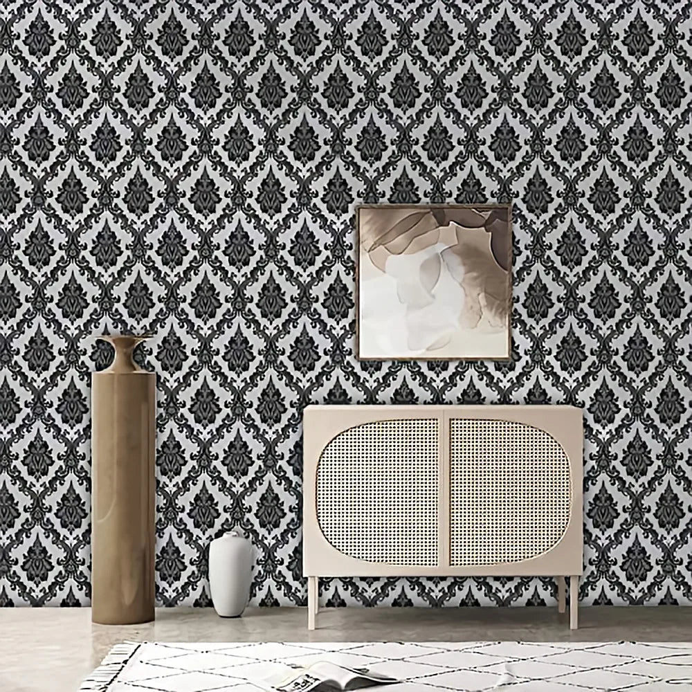 Peel and Stick Wallpaper for Bedroom Black Contact Paper Black and Silver Self Adhesive Wallpaper Decor Vinyl Film WallCovering