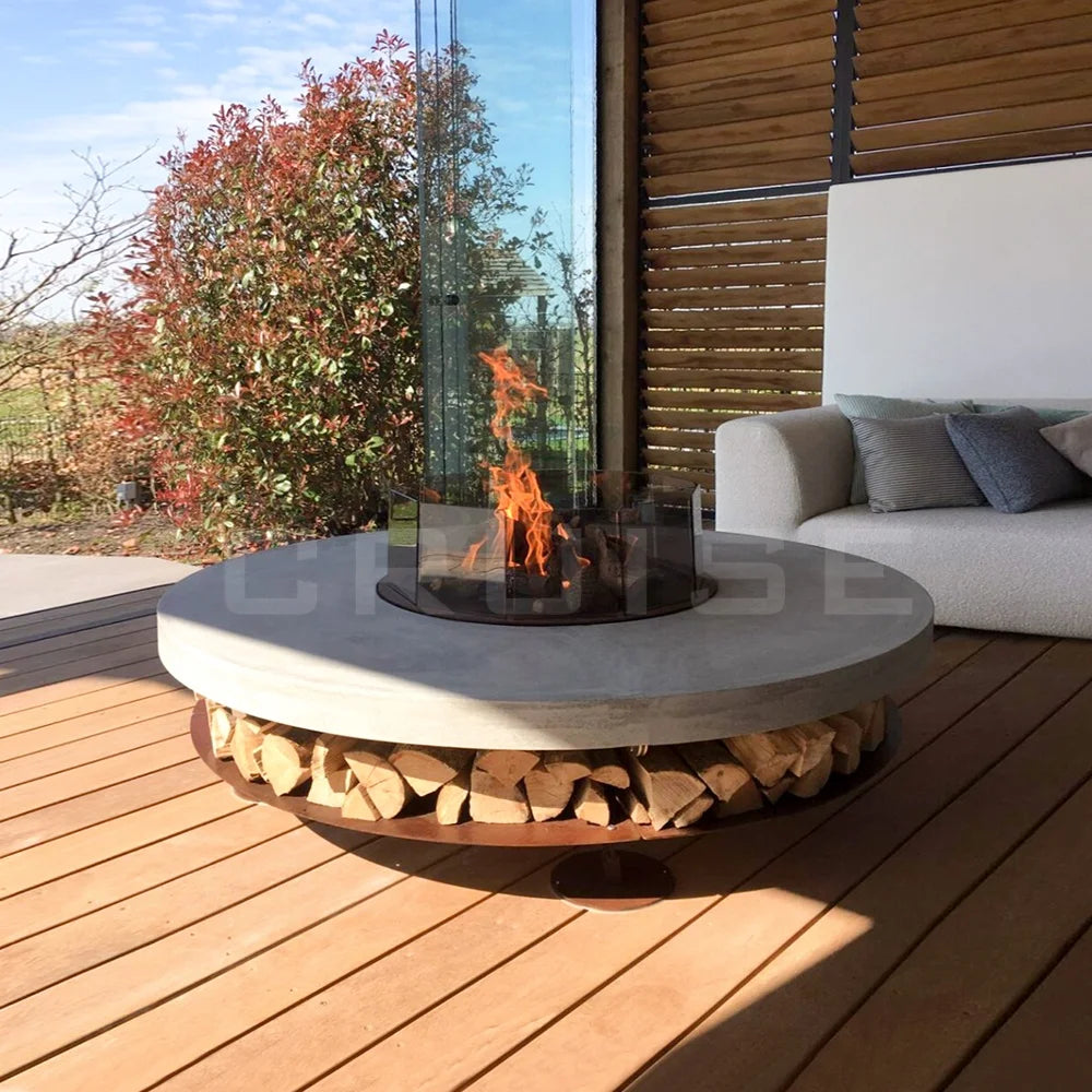 CRUISE High Temperature Resistant Wood/  /  /Atomized/Electronic Table Fireplace With BBQ 1000mm Freestanding Fire Pit