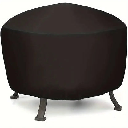 1pc Waterproof Round Fire Pit Cover - Premium 210T Polyester Drawstring Closure Dustproof Fire Bowl Protector