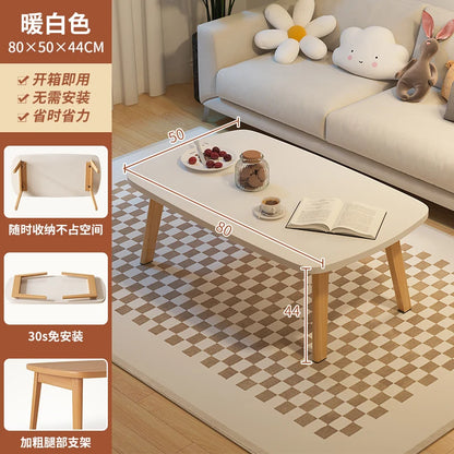Foldable Solid Wood Coffee Table Space-Saving Multifunctional Desk for Small Apartment Minimalist Modern Kitchen Table