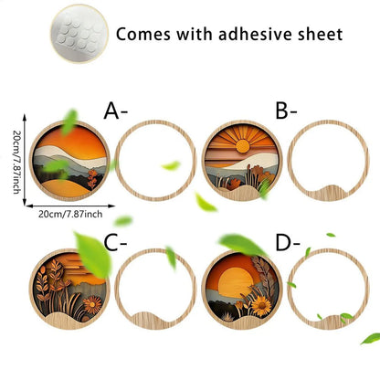 Boho Wall Art for Living Room Bohemian Wall Art 7.87Inch Round Wooden Frames Aesthetic Ornament for Porch Fireplace Balcony