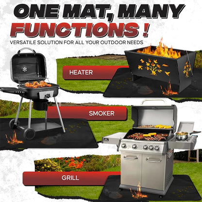 LMETJMA Under Grill Mat Heat Resistant Grill Mats For Outdoor Grill Double-Sided Waterproof Fireproof Oil-Proof Grill Pad JT335