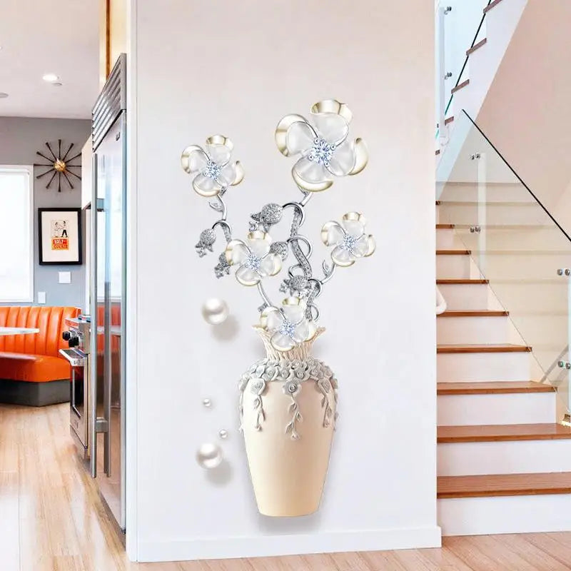 1PCS Flowers Wall Stickers Aesthetic Home Decoration Removable Wallpaper Living Room Modern Art Mural