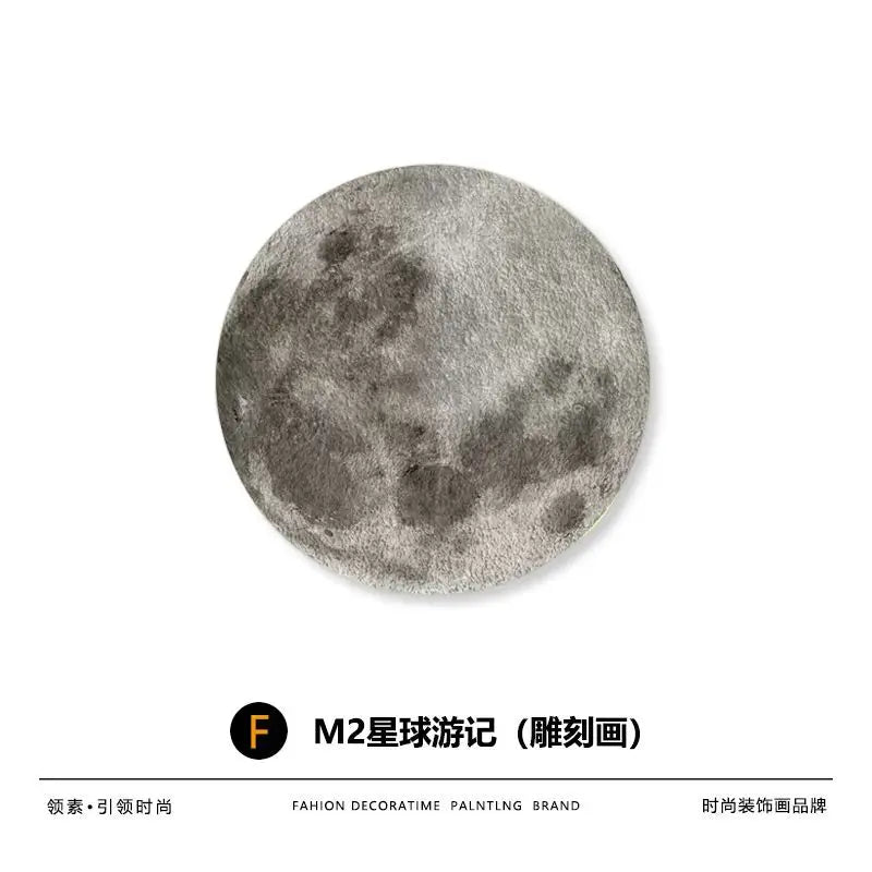 Living Room Luxury Round Hanging Decorative Bedroom Bed Moon Light Frameless Lamp Painting Mural Miniatures Groot Art Funny Gift