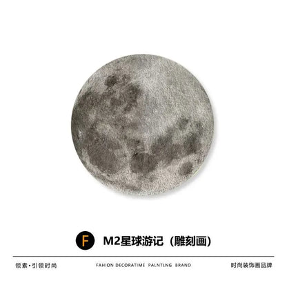 Living Room Luxury Round Hanging Decorative Bedroom Bed Moon Light Frameless Lamp Painting Mural Miniatures Groot Art Funny Gift