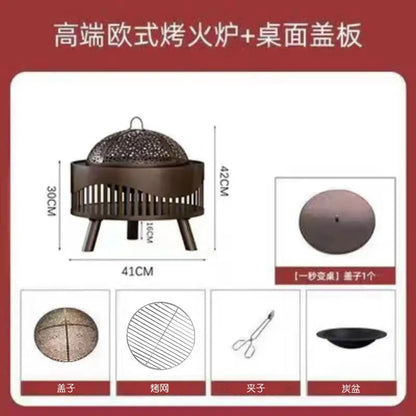 Charcoal Fire Pit Stove Patio Indoor Heating Brazier Household Carbon Furnace Outdoor Barbecue Grill Smokeless Coal Burner Tea