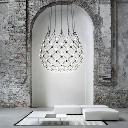 Italian villa living room chandelier empty designer soft lighting duplex building