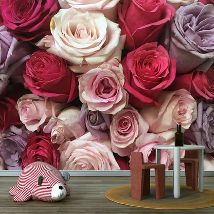 20+ Girly Wallpaper for Living Room Natural Floral Pink Rose Background, Self Adhesive Optional, Walls Art Bed Home Decor Mural