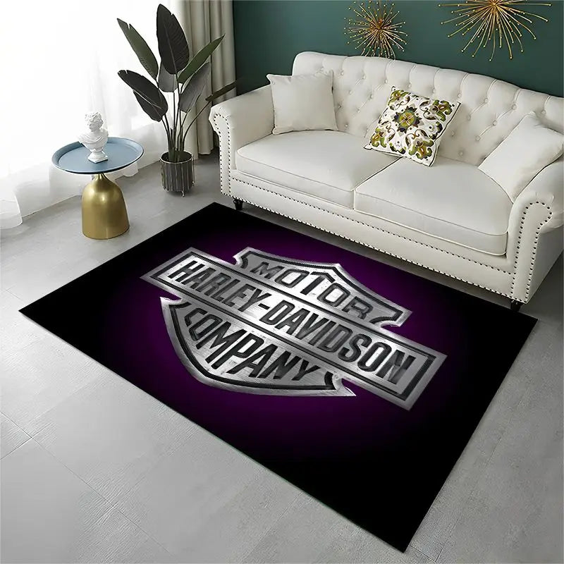 Retro H-Harleys Racing Moto Non-Slip Area Rug for Living Room,Bedroom,Playroom,Soft Carpet Floor Mat Home Decor Rug Kids Room