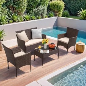4-Piece Rattan Patio Set