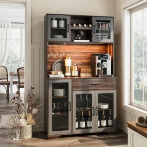 71" Tall Pantry Cabinet with Glass Doors.