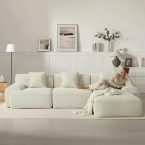 107in Modular Sectional Sofa with Ottoman L-Shape Deep Seat Corduroy Memory Foam No Assembly Living Room Furniture Custom